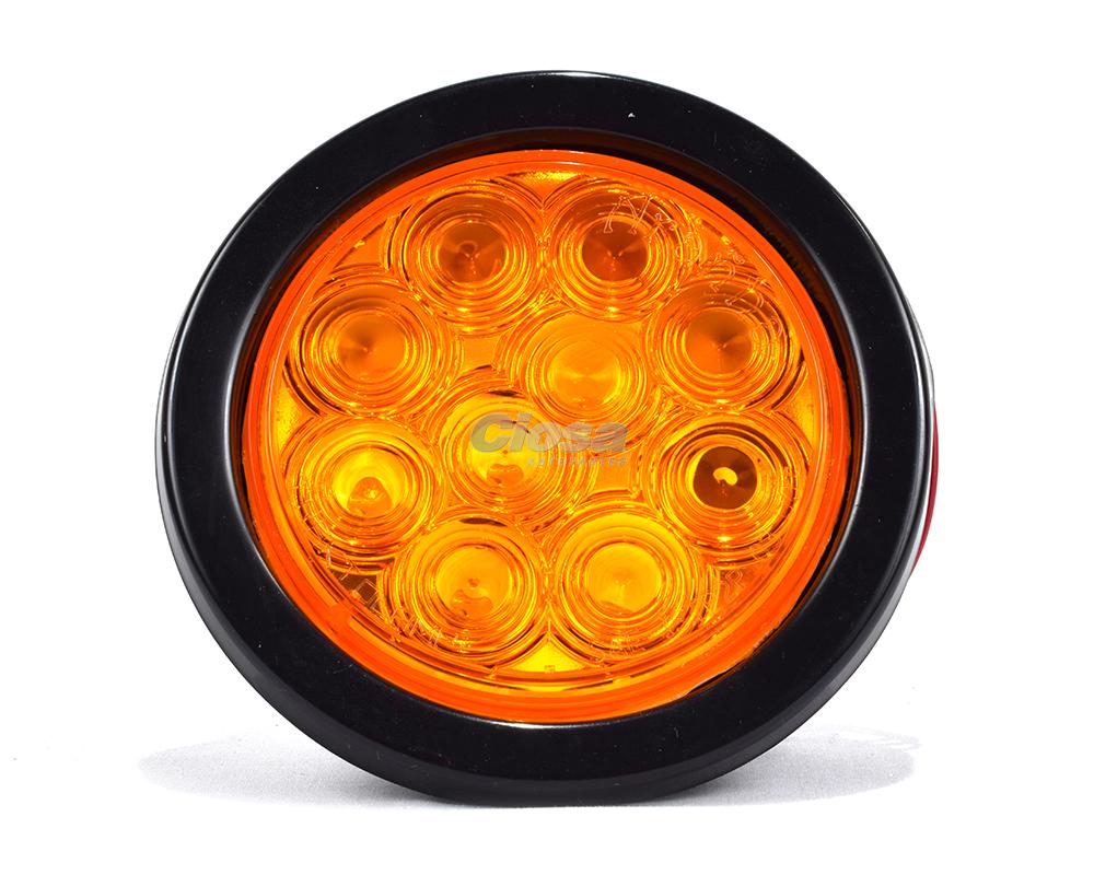 STOP 4" LED AMBAR 10LED SELLADO 12/24V