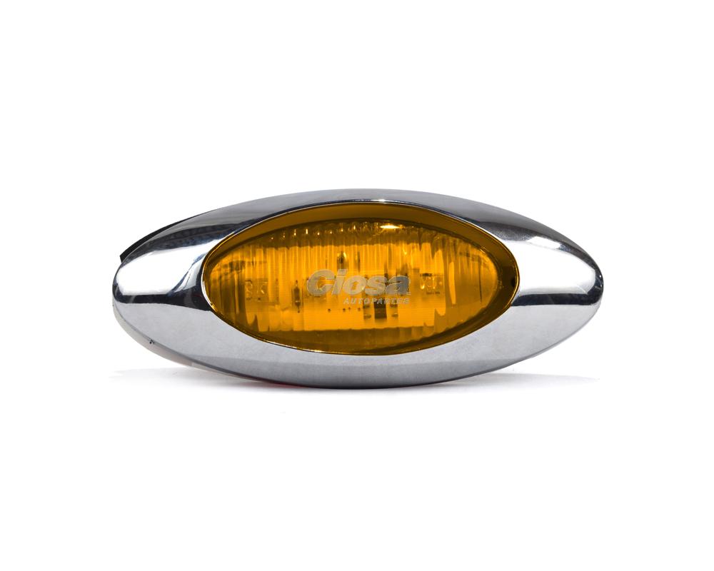 LAMPARA LATERAL AM/RJ 4 LED OVALADA CON BISEL CROMADO FLASHEO ¢5.500