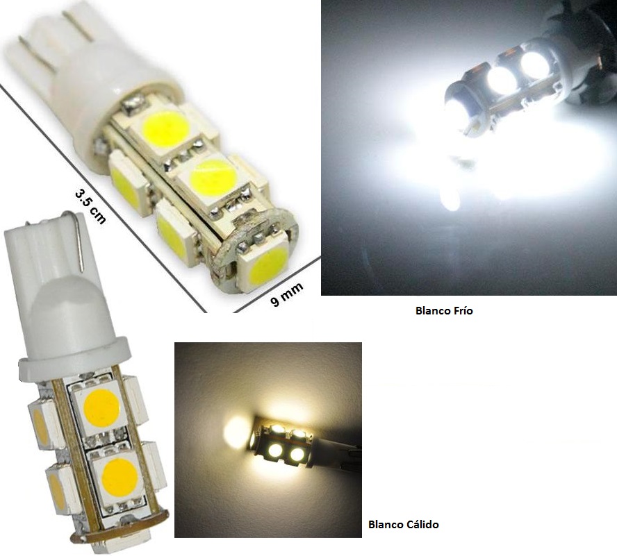 BOMBILLO T10 BLANCO 9 LED RACIMO ¢2.900
