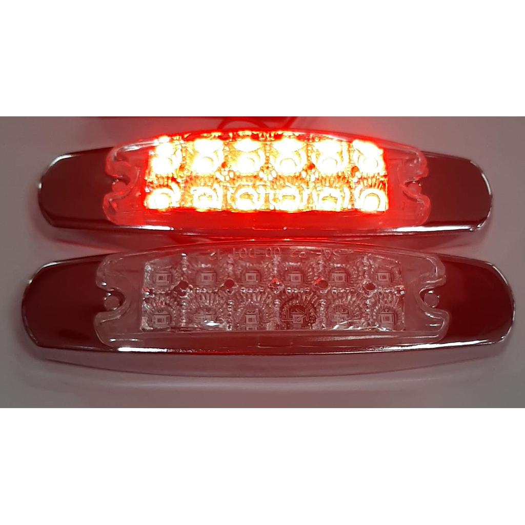 FAROL LATERAL 12"LED ROJO LENTE CRIST ¢6.600